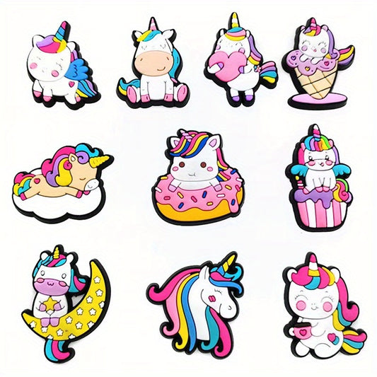 10Pcs Rainbow Horse Shoe Charms Shoe Decoration Cartoon Charms