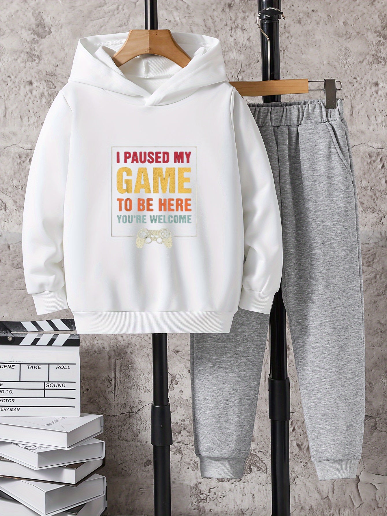 Boys Hooded Sweatshirt & Sweatpants Set, Size 2pcs, Outdoor Clothes