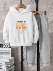 Boys Hooded Sweatshirt & Sweatpants Set, Size 2pcs, Outdoor Clothes