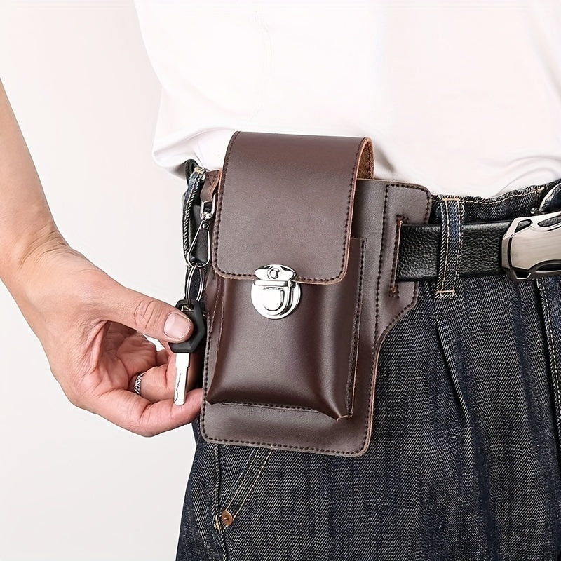 Stylish Lychee Pattern Faux Leather Belt Bag for Outdoor Adventures