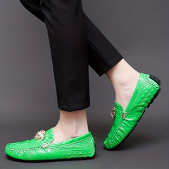 Men's Casual Slip On Loafers With Metallic Decor Rubber Sole Shoes