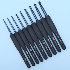 5pcs Stainless Steel Crochet Tool Set Soft Handle Hooks Ergonomic Grip