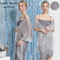 Tassel Glitter Shawl Long Wrap Solid Cover Up Party Prom Cape