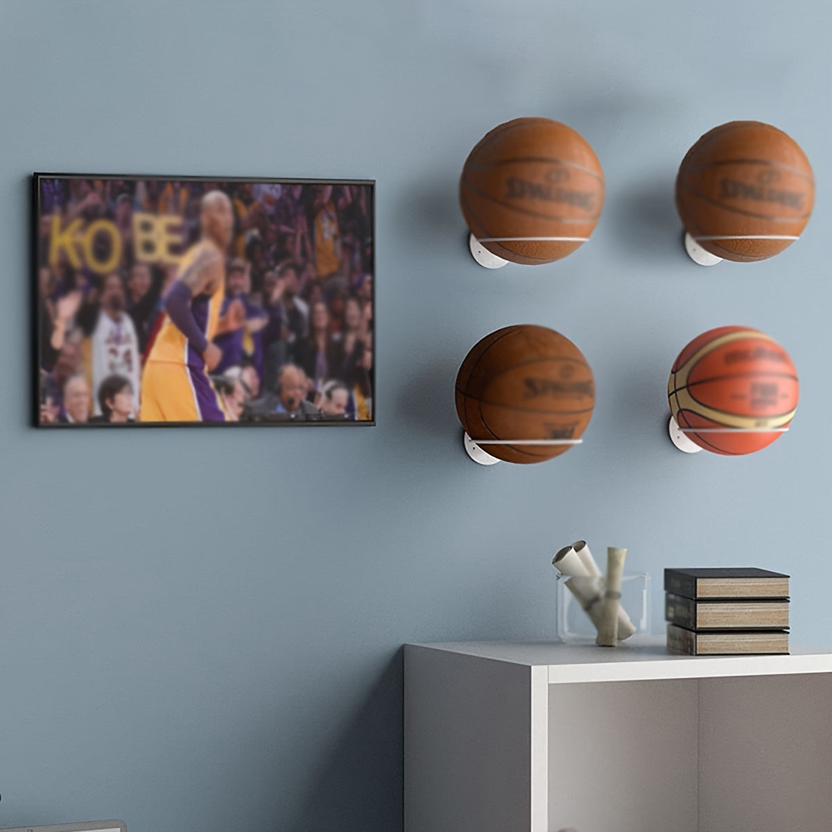 Basketball and Football Storage Rack Wall Mounted Display Frame