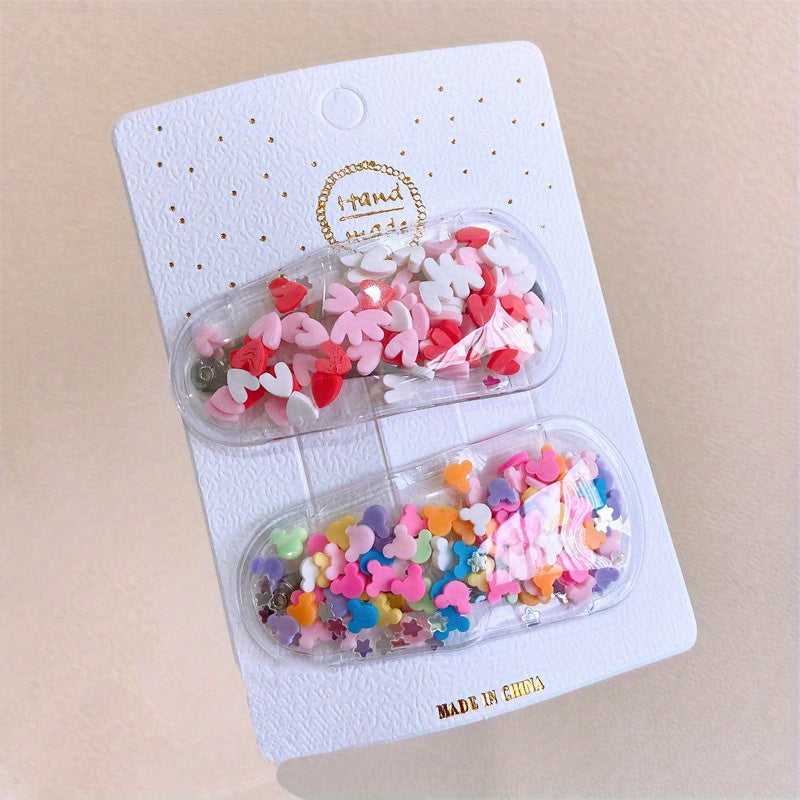 5pcs Cartoon Sequin Hair Clips Set for Girls, Holiday Party Gift