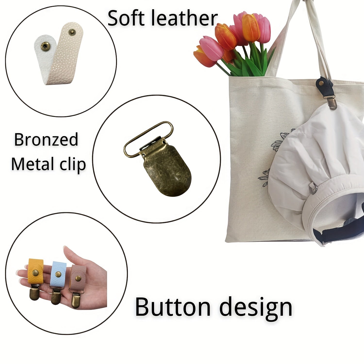 PU Leather Hat Clip For Backpack Luggage Solid Embossed Travel Hat Clip