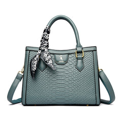 Crocodile Pattern Tote Bag Large Capacity Satchel Purse Scarf Decor Shoulder Bag