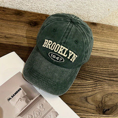Unisex Retro Sunshade Adjustable Baseball Cap with Letter Embroidery