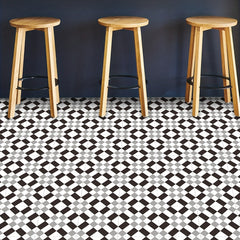 9pcs Gray Geometric Floor Tile Sticker Waterproof Vinyl Matte Floor Sticker