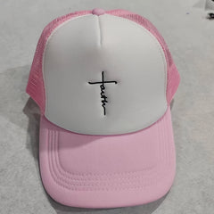 Cross Embroidered Mesh Baseball Cap for Men Women