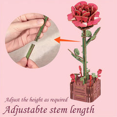60pcs Wooden Flower Puzzle 3D Model DIY Building Blocks for Girls Birthday