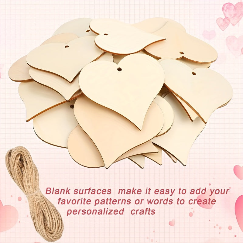 10pcs 7.62cm Natural Heart Wooden Slices Love Heart Shape Wooden Ornaments