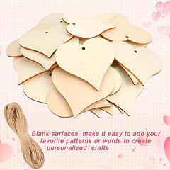 10pcs 7.62cm Natural Heart Wooden Slices Love Heart Shape Wooden Ornaments