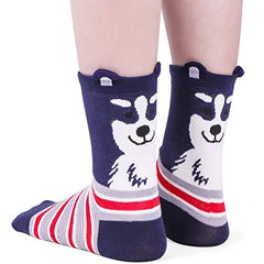 5 Pairs Dog Patterned Crew Socks Women's Stockings