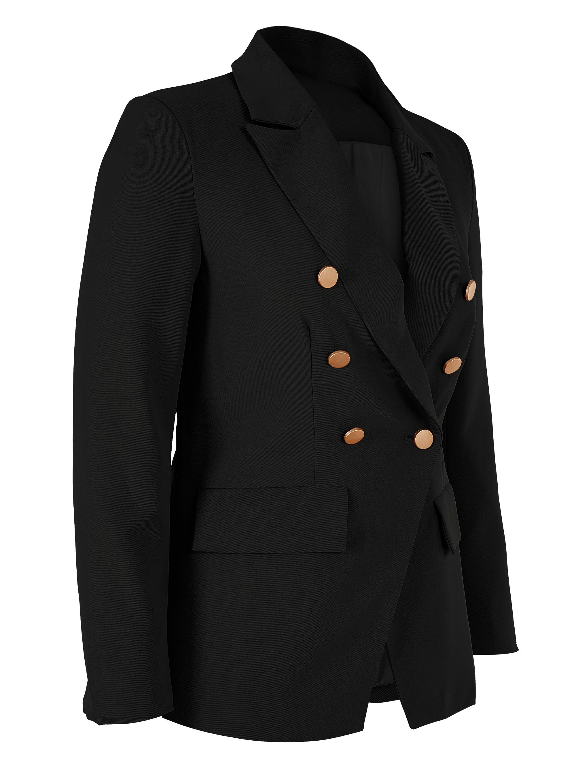 Women's Slim Fit Double Breasted Blazer Solid Button Coat