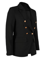 Women's Slim Fit Double Breasted Blazer Solid Button Coat
