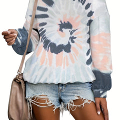 Tie Dye Crew Neck Sweatshirt Long Sleeve Pullover Fall Winter Women's Clothing