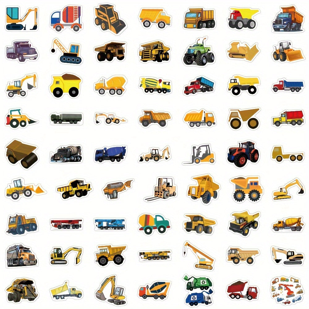 60pcs Construction Vehicles Stickers Waterproof Engineering Vehicles Stickers