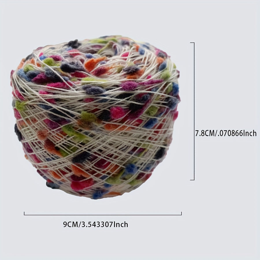 Rainbow Yarn With Pom Pom For DIY Crocheting Knitting Scarf Coat Crafts