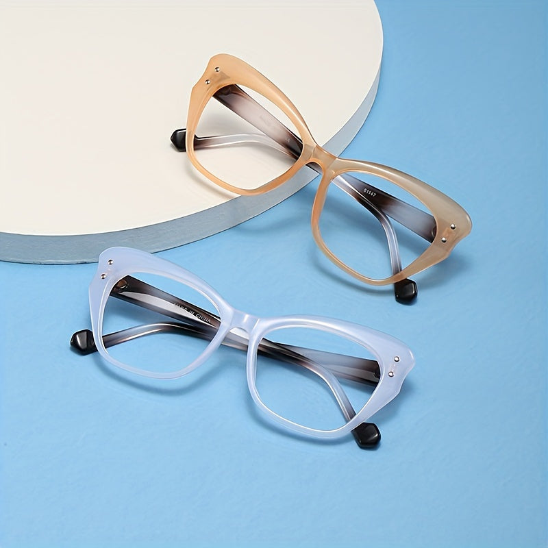 Retro Jelly Rivet Cat Eye Square Clear Lens Computer Glasses