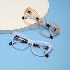 Retro Jelly Rivet Cat Eye Square Clear Lens Computer Glasses