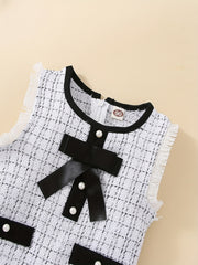 Girls Houndstooth Bow Dress Shirt Set