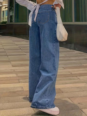 Wide Leg Medium Washed Jeans Loose Fit