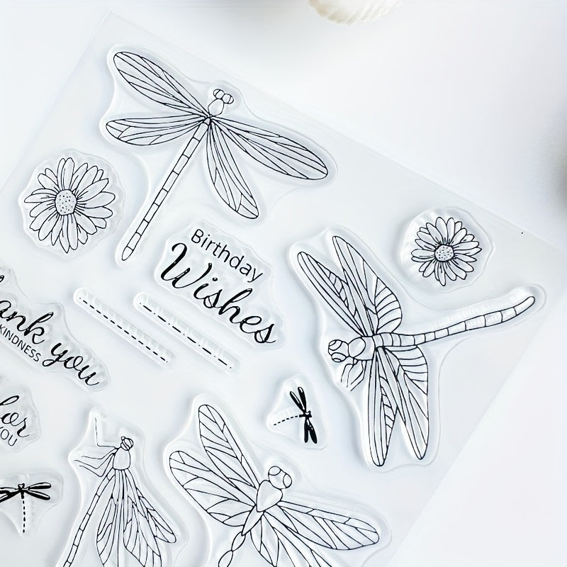 Dragonfly Birthday Transparent Silicone Seal for Card Making & DIY Decoration