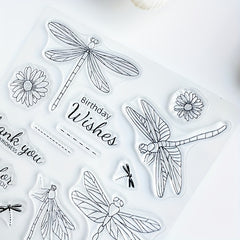 Dragonfly Birthday Transparent Silicone Seal for Card Making & DIY Decoration