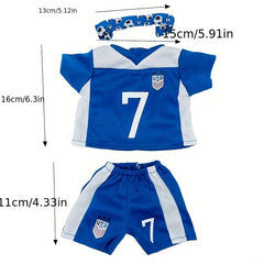 Soccer Outfit Set For 18" Dolls Includes Shirt Shorts And Headband