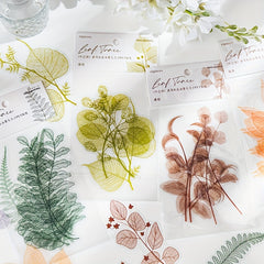 10pcs Leaf Series PET Stickers Fresh Crystal Ink Large Size Plant Material