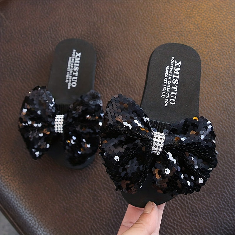 Girls Big Bowknot Non Slip Open Toe Slides For Kids Summer