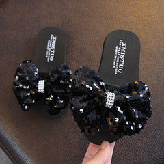 Girls Big Bowknot Non Slip Open Toe Slides For Kids Summer