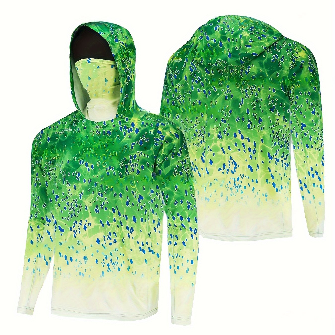 Men's Gradient Long Sleeve Hoodie With Mask Anti UV Sunscreen Sun Protection Fis