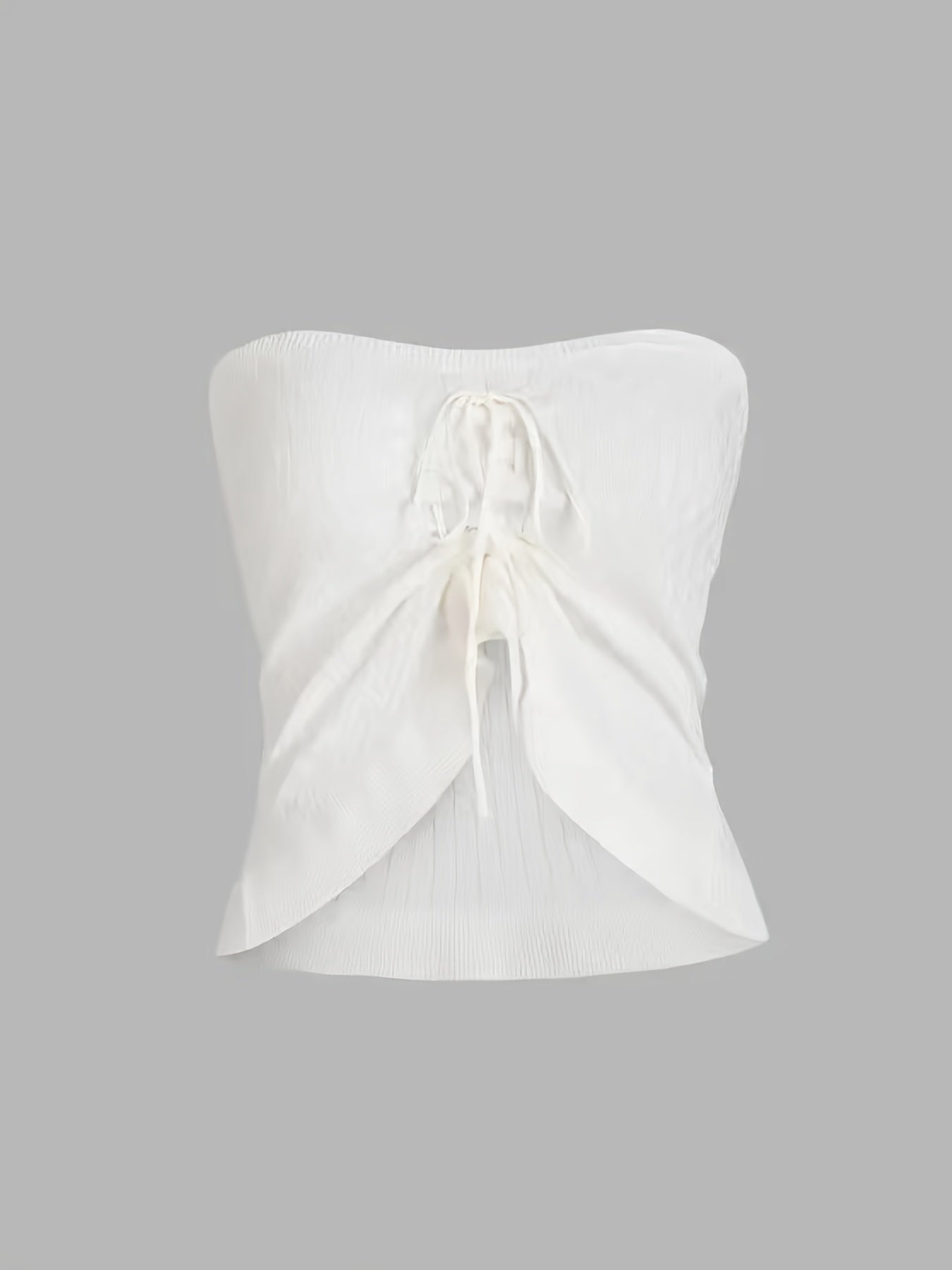 Sexy Drawstring Knit Tube Top Casual Strapless Sleeveless Summer Loose Tube Top