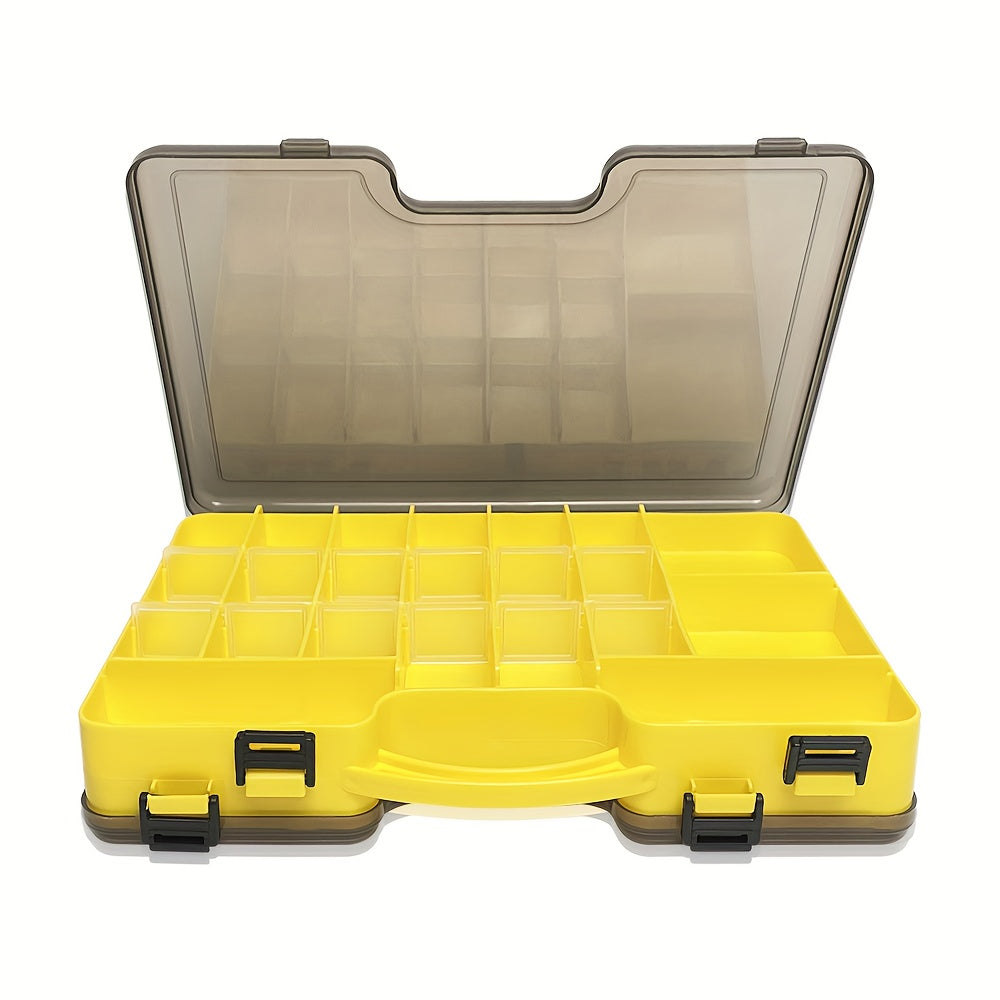 1pc Yellow Double sided Box Parts Box Tool Box Plastic Household