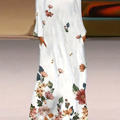 Women's Floral Print Maxi Dress with Pockets