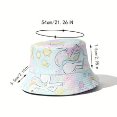 Children's Sunshade Bucket Hat With Unicorn Pattern