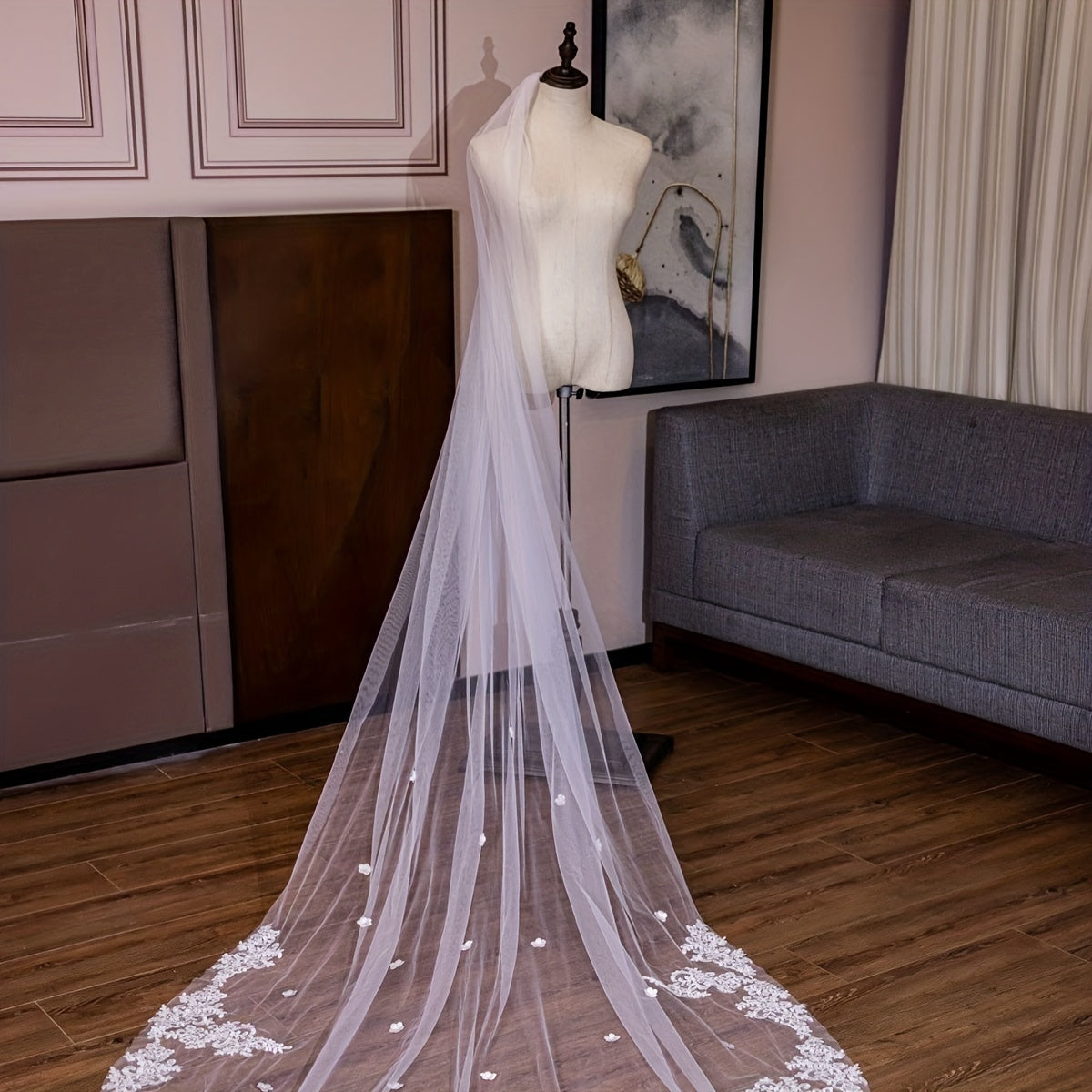 1 Tier Wedding Bridal Veil With Comb Cathedral Bride Shawl Tulle Cape Soft Mesh