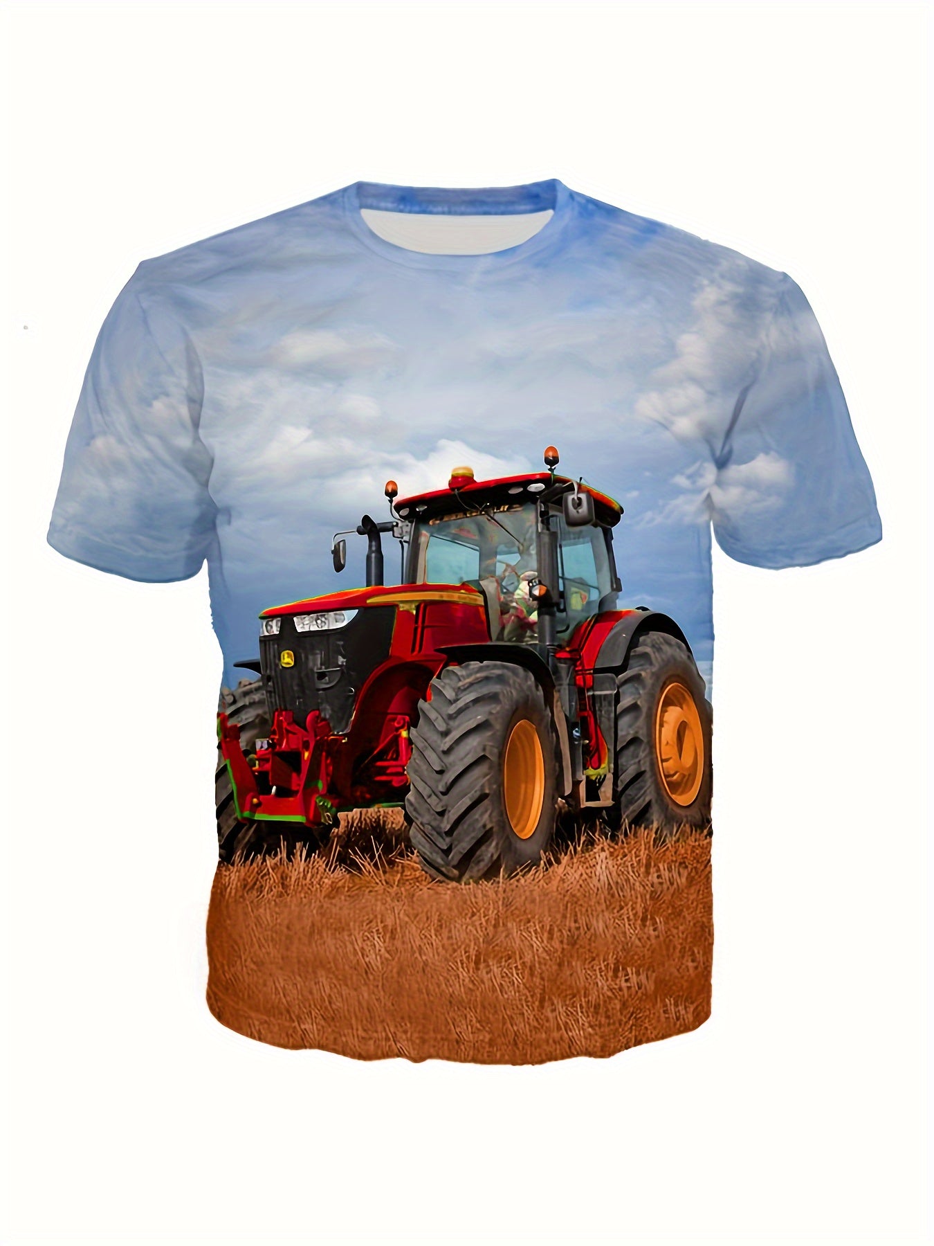 Boy's Farm Tractor Graphic T shirt Casual Slightly Stretch Tees For Summer