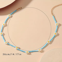 10 Small Flowers Beaded Necklace for Girls