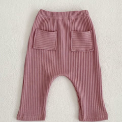 Kids Striped Cotton Long Pants with Pockets for Spring & Autumn