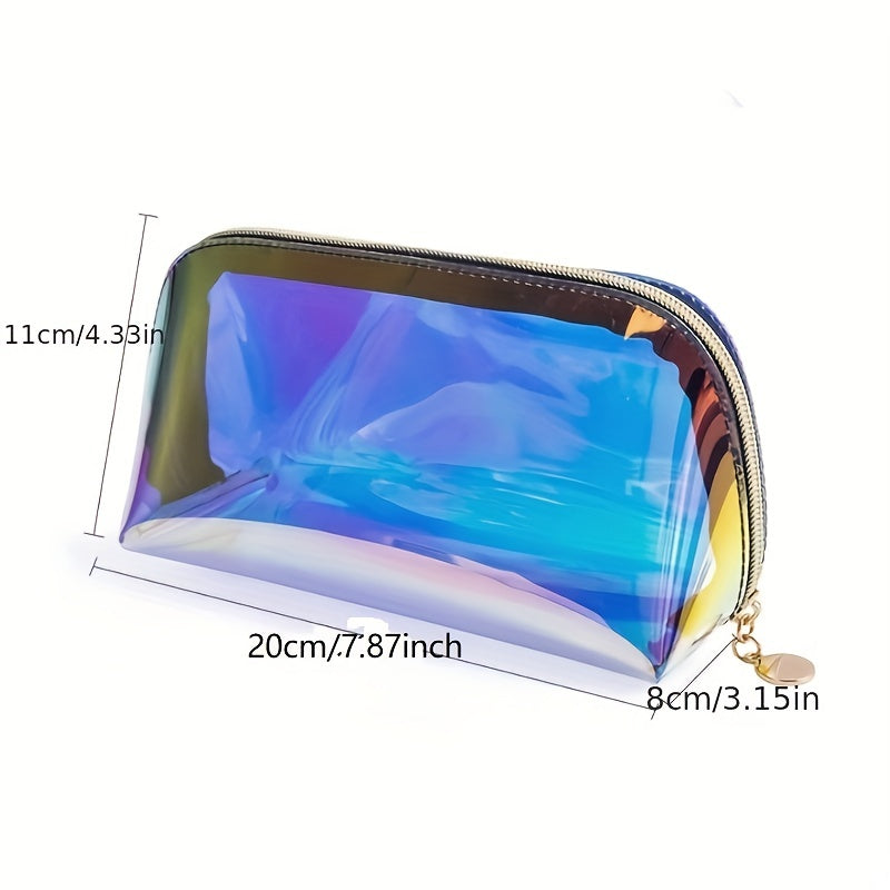 Colorful Half Round Holographic Makeup Bag with Zipper