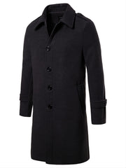 Men's Lapel Long Trench Coat Casual Windproof Jacket