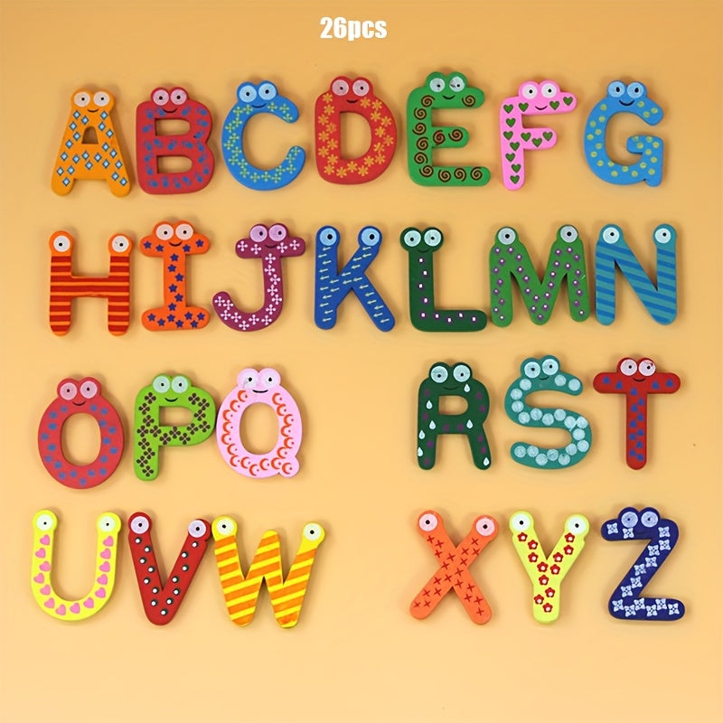 Colorful Cartoon Alphabet Magnetic Letters Wooden Fiber Board