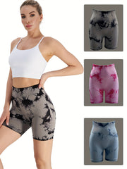 Tie Dye High Waist Hip Lifting Yoga Shorts Women's Activewear