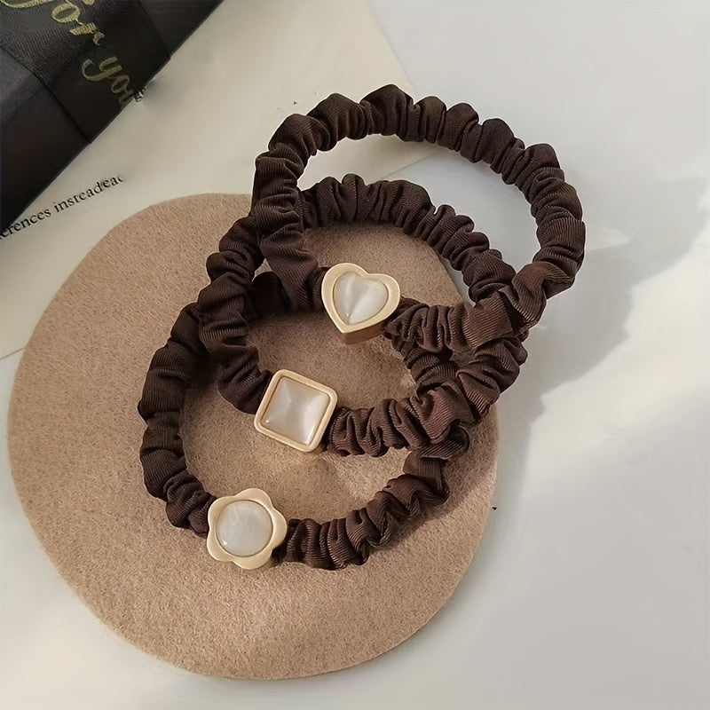 6pcs Opal Vintage Hair Ties High Elastic Hair Rope Flower Head Band