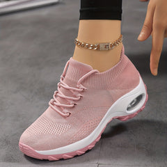 Women's Breathable Chunky Sneakers Lace Up Air Cushion Shoes