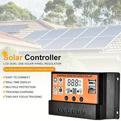 100A 50A 40A 30A 20A 10A 12V 24V Auto Solar Charge Controller LCD Display