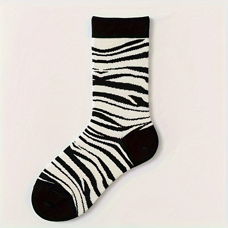 5 Pairs Cartoon Print Socks Women's Mid Tube Stockings